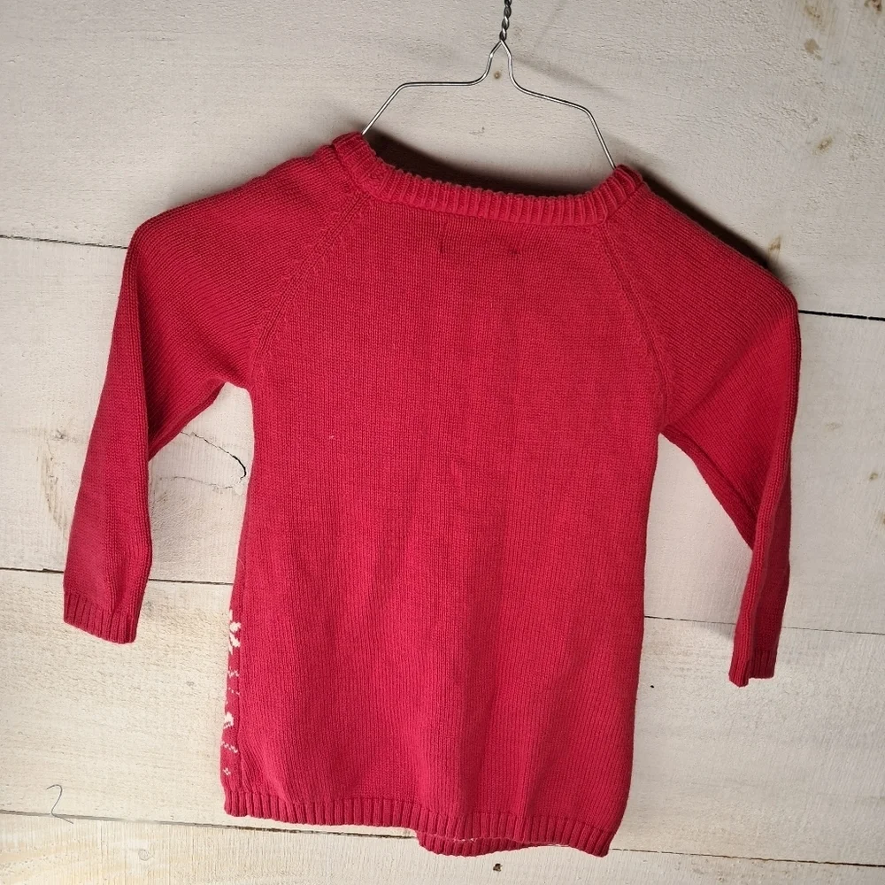 Hopscotch Girl Dress 18-24 Month Red Knit Christmas Heart Snowflake 100% Cotton